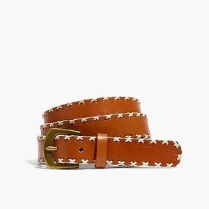 NWOT Madewell Whipstitch Leather Belt in English Saddle